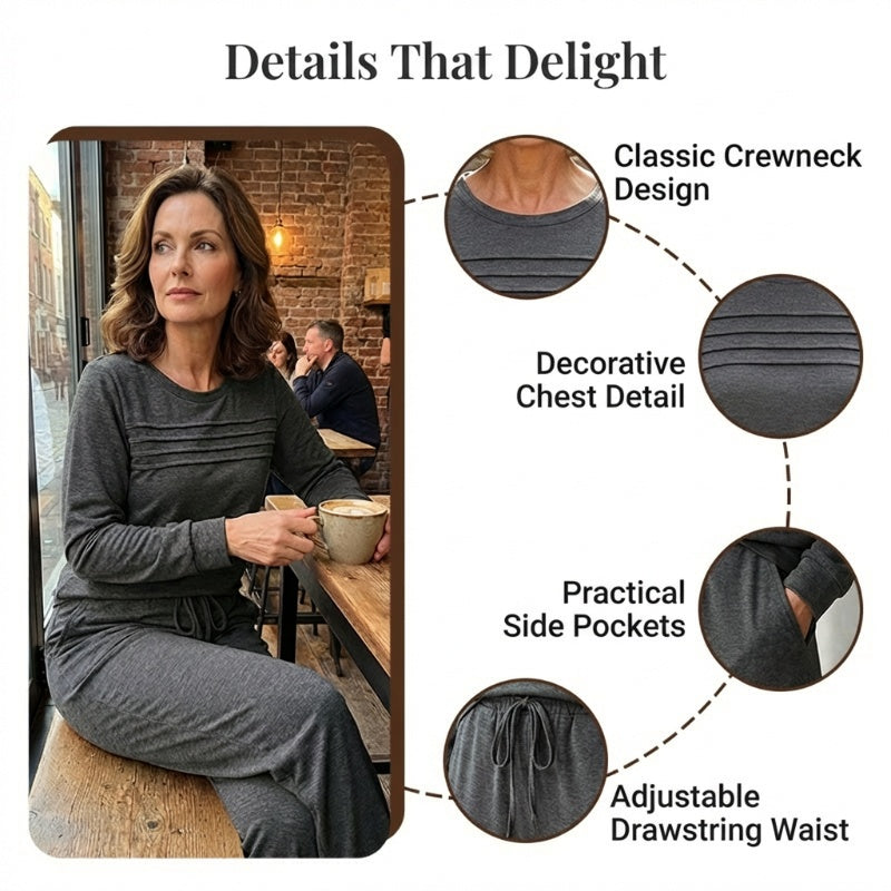 ⏳ Time-Limited Special! ⏰ Women's Crew Neck Top & Drawstring Pants Set – Ultra-Soft, Breathable & Effortlessly Stylish 👕👖