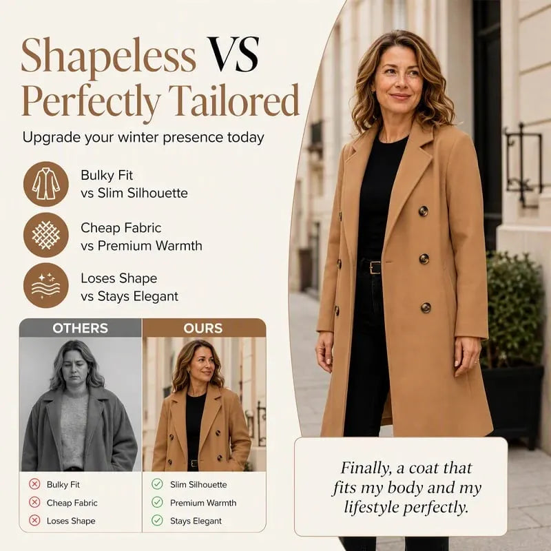 Women's Double Breasted Wool Blend Coat