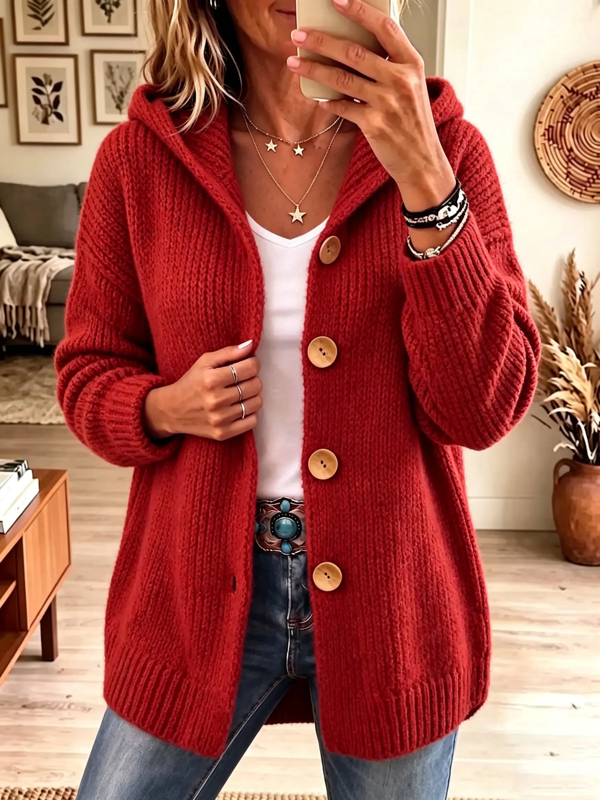 🔥 FINAL HOURS — Women's Chunky Knit Hooded Cardigan | Cozy Button-Down Fall Layer
