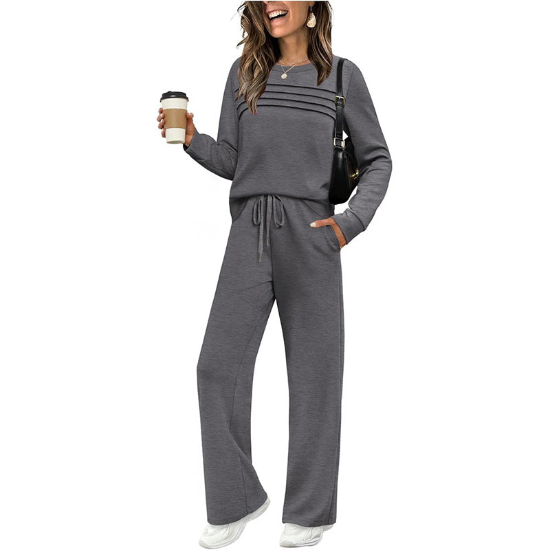 ⏳ Time-Limited Special! ⏰ Women's Crew Neck Top & Drawstring Pants Set – Ultra-Soft, Breathable & Effortlessly Stylish 👕👖