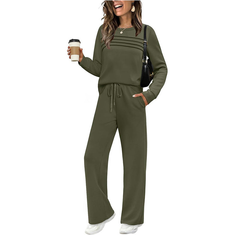 ⏳ Time-Limited Special! ⏰ Women's Crew Neck Top & Drawstring Pants Set – Ultra-Soft, Breathable & Effortlessly Stylish 👕👖