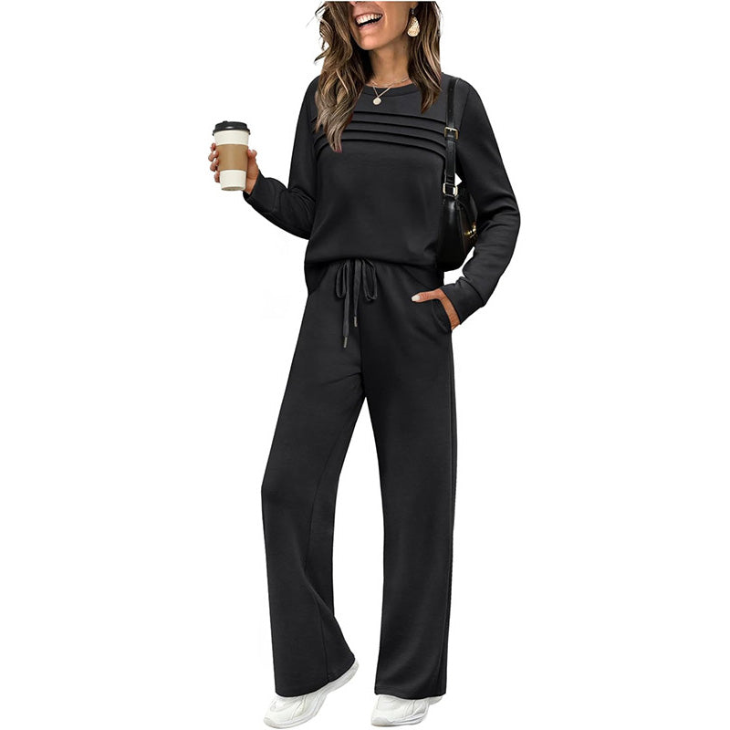 ⏳ Time-Limited Special! ⏰ Women's Crew Neck Top & Drawstring Pants Set – Ultra-Soft, Breathable & Effortlessly Stylish 👕👖