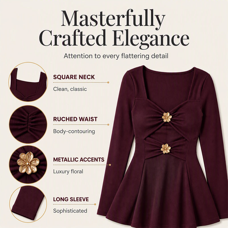 🔥 FINAL HOURS — Women's V-Neck Peplum Top | Feminine Floral Detail & Elegant Everyday Style
