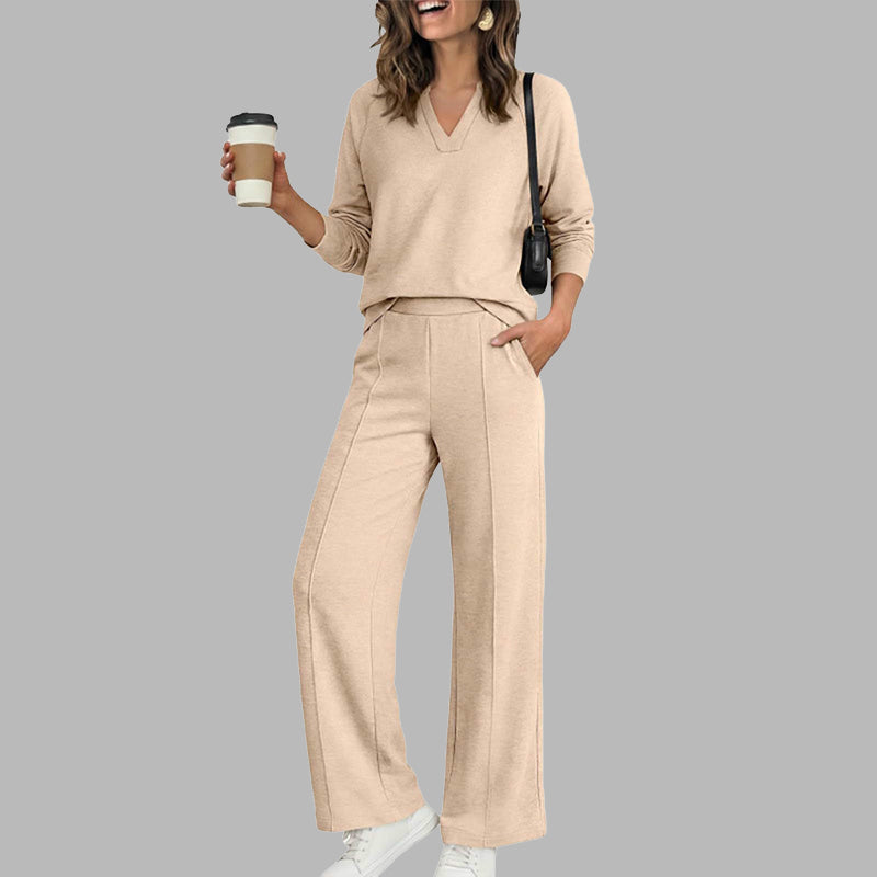 🔥 LIMITED-TIME DEAL | Women's V-Neck Top & Wide-Leg Pants Set 👚