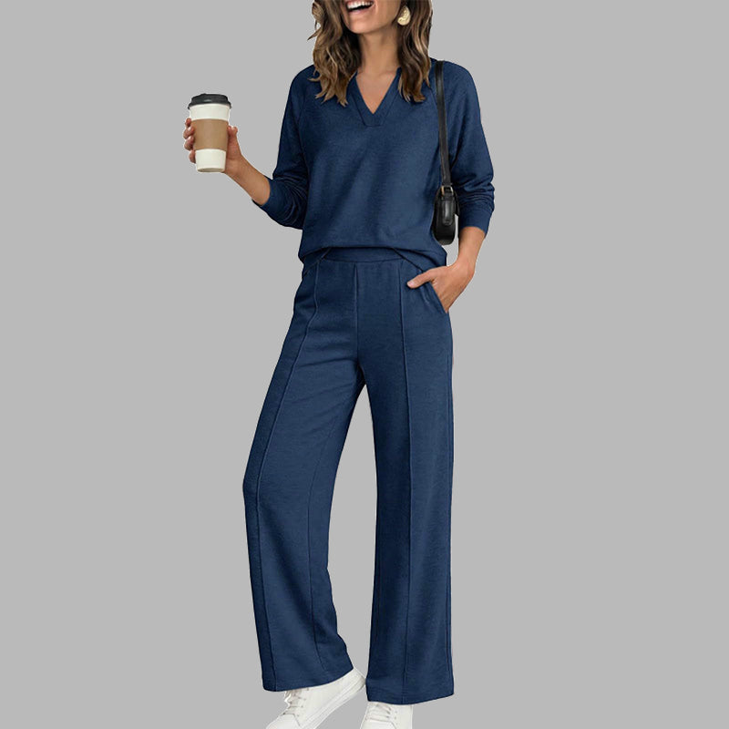 🔥 LIMITED-TIME DEAL | Women's V-Neck Top & Wide-Leg Pants Set 👚