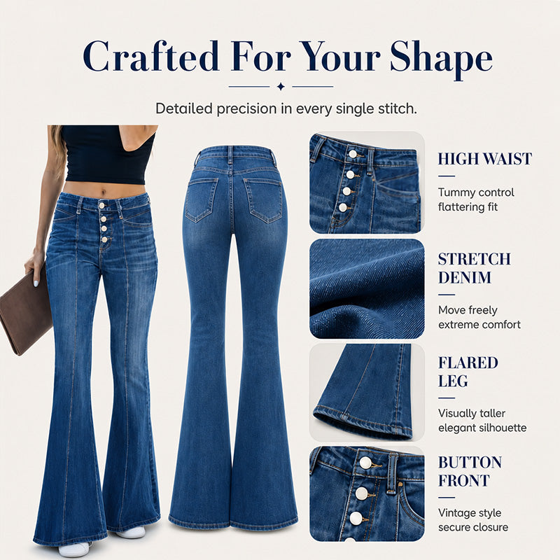 👖 ✨ Women's High-Waisted Stretch Flare Jeans