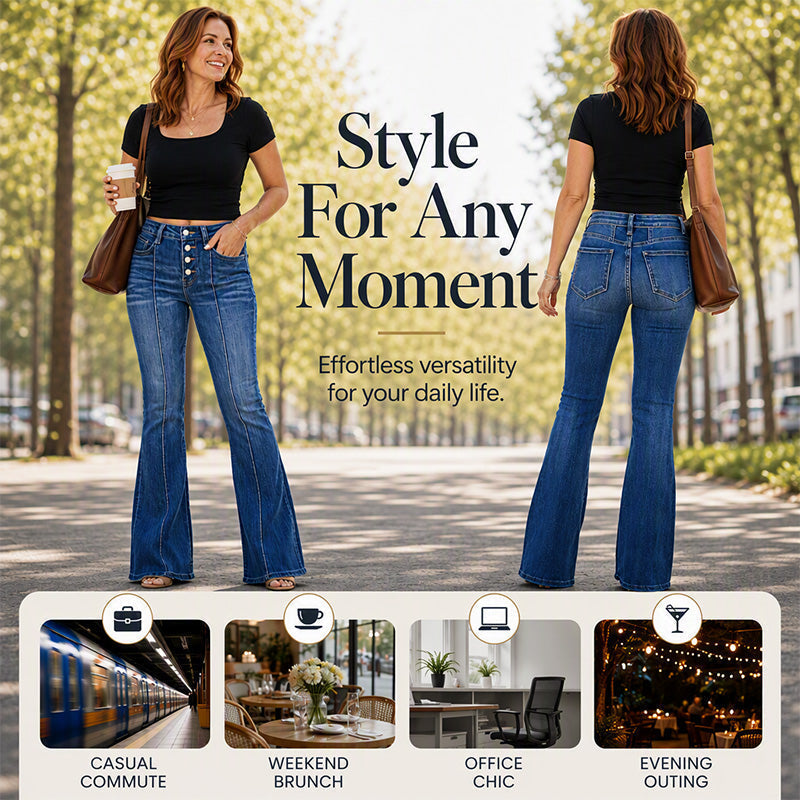👖 ✨ Women's High-Waisted Stretch Flare Jeans