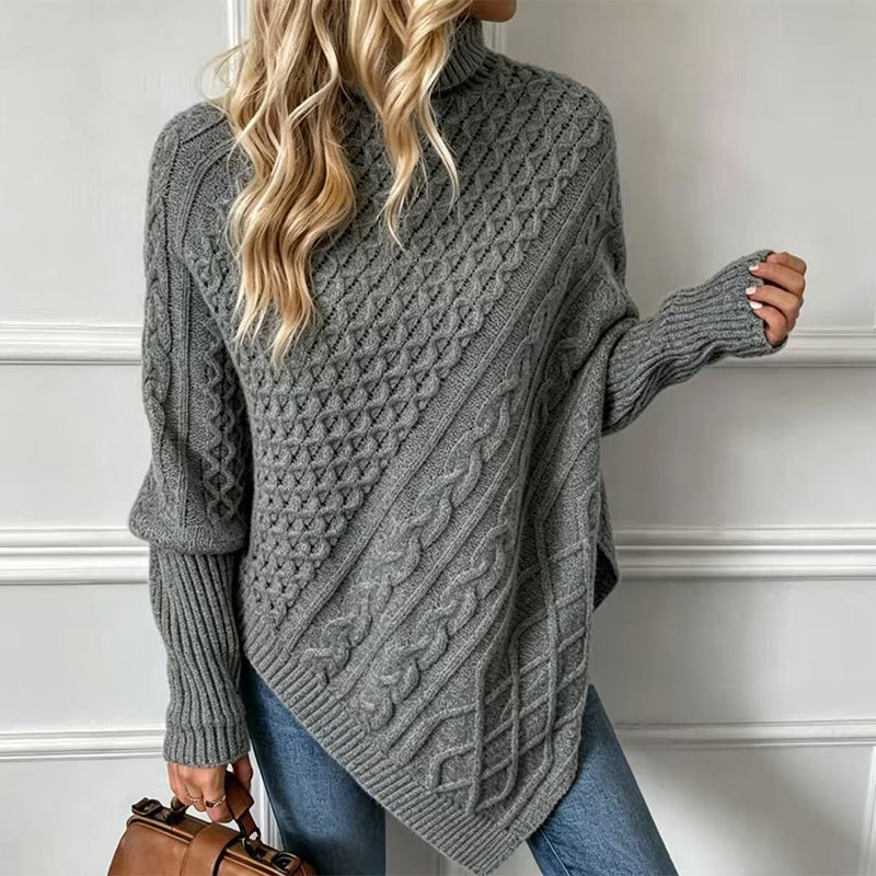🚨 LIMITED TIME: 50% OFF —Women's Cable Knit Poncho Sweater